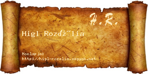 Higl Rozália névjegykártya