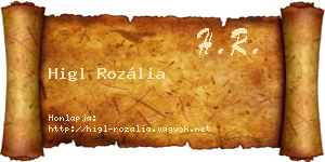 Higl Rozália névjegykártya